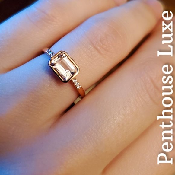 REAL Morganite Rose Gold Sterling Ring - Picture 5 of 6